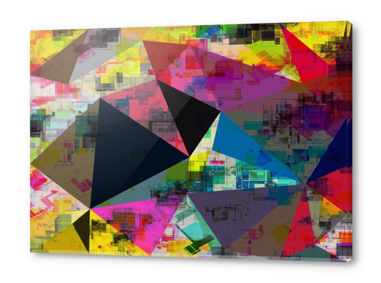 psychedelic geometric triangle pattern abstract with painting abstract background in pink blue yellow red green Acrylic prints by Timmy333