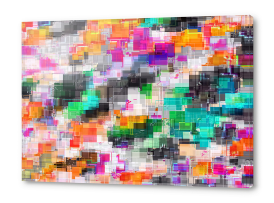 psychedelic geometric square pixel pattern abstract in orange green pink blue Acrylic prints by Timmy333