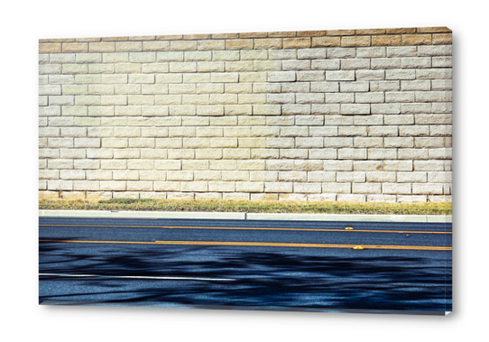 road with shadows and brick wall background Acrylic prints by Timmy333