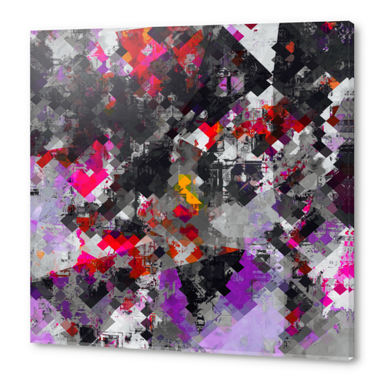 geometric square pixel pattern abstract in purple red black Acrylic prints by Timmy333