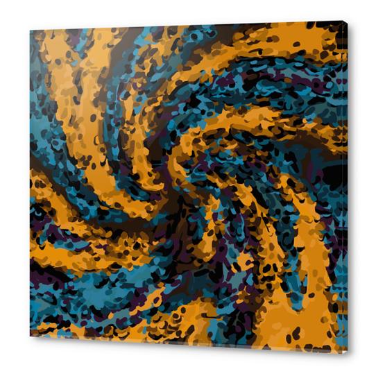 psychedelic graffiti line pattern painting abstract in brown and blue Acrylic prints by Timmy333