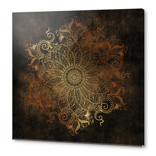 Mandala - Copper Acrylic prints by aleibanez