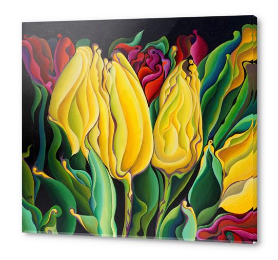 Happy-Time Yellow Three-Lips Acrylic prints by Amy Ferrari Art