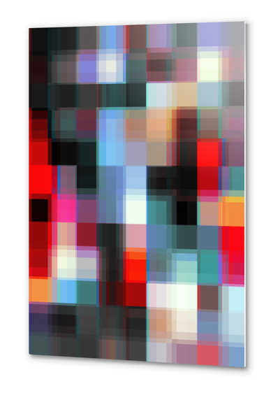 graphic design geometric pixel square pattern abstract background in red pink blue Metal prints by Timmy333