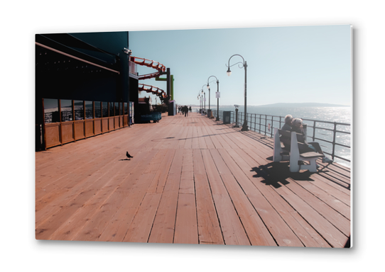 Summer at Santa Monica Pier California USA with blue sky Metal prints by Timmy333