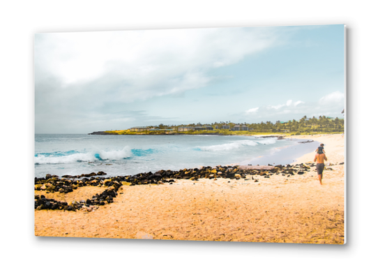 beach with blue wave and blue sky at Kauai, Hawaii, USA Metal prints by Timmy333