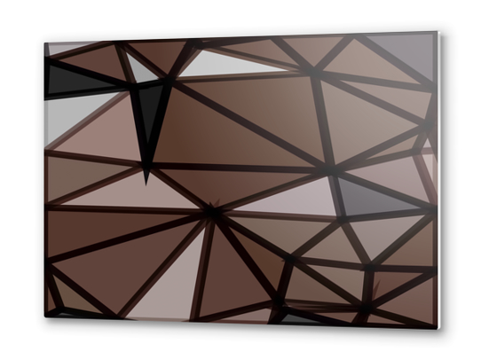 geometric triangle polygon pattern abstract in brown and black Metal prints by Timmy333