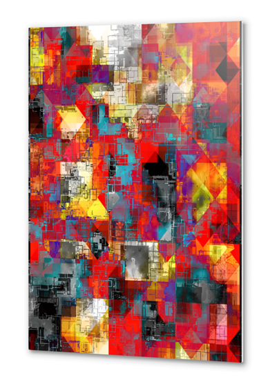 graphic design pixel geometric square pattern abstract background in red blue yellow Metal prints by Timmy333