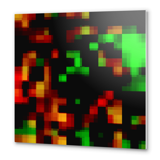 geometric pixel square pattern abstract background in green brown Metal prints by Timmy333