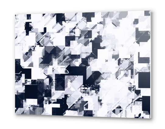 geometric square pixel pattern abstract background in black and white Metal prints by Timmy333