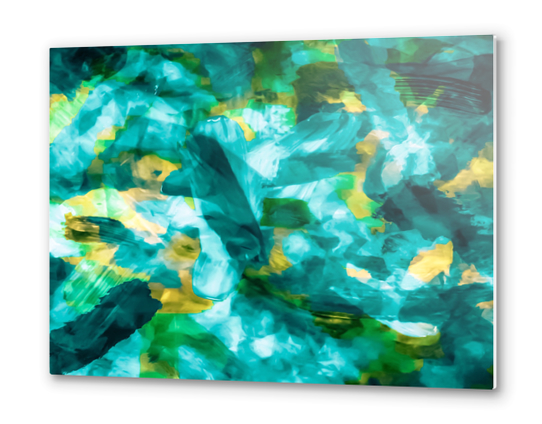 splash painting texture abstract background in green blue yellow Metal prints by Timmy333