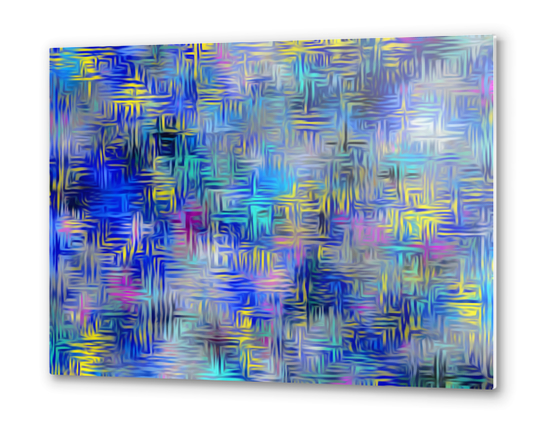 geometric shape pattern abstract background in blue and yellow Metal prints by Timmy333