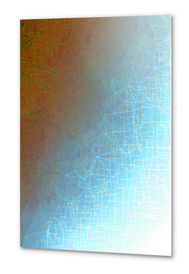 fractal graphic design geometric line pattern abstract background in blue brown Metal prints by Timmy333