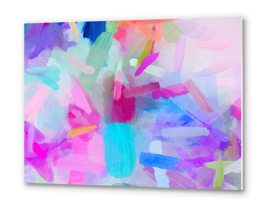 splash painting texture abstract background in pink blue purple Metal prints by Timmy333