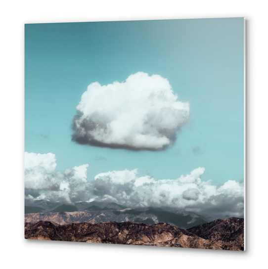 Hiking trail with mountain view and blue cloudy sky to Hollywood sign Los Angeles California USA Metal prints by Timmy333