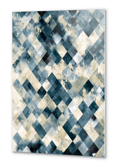 geometric pixel square pattern abstract background in blue Metal prints by Timmy333