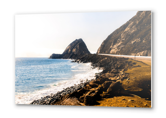 road with blue ocean view at Point Mugu State Park, California, USA Metal prints by Timmy333