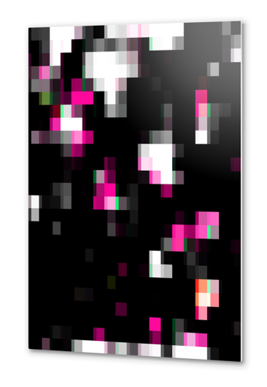 geometric pixel square pattern abstract background in pink black Metal prints by Timmy333