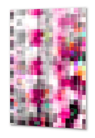 geometric pixel square pattern abstract background in pink Metal prints by Timmy333