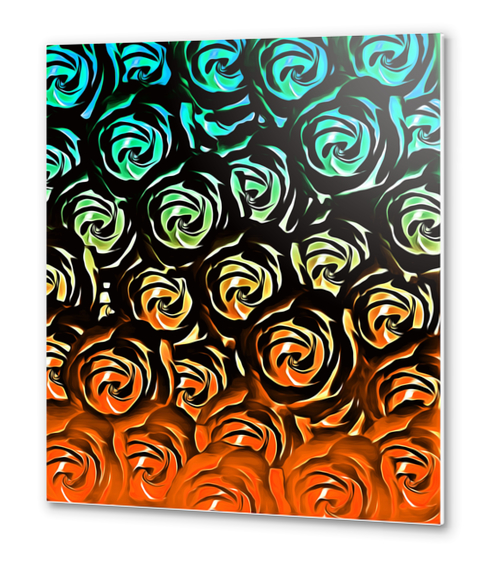 rose pattern texture abstract background in blue green orange Metal prints by Timmy333