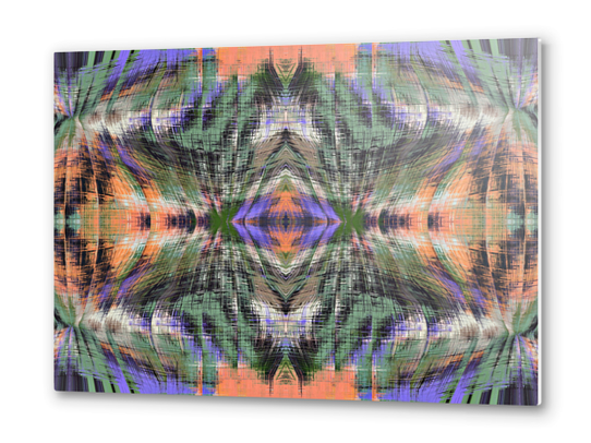 geometric symmetry pattern abstract background in green purple orange Metal prints by Timmy333