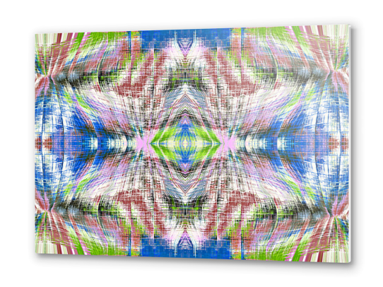 geometric symmetry pattern abstract background in pink blue green brown Metal prints by Timmy333