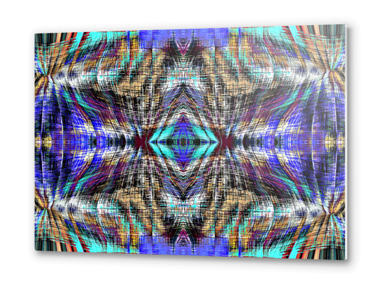 geometric symmetry pattern abstract background in blue brown pink Metal prints by Timmy333