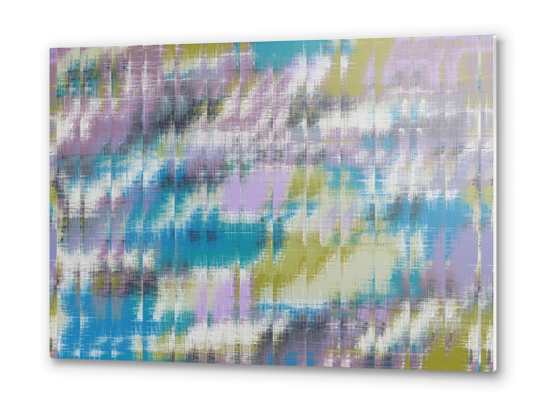 psychedelic geometric abstract pattern in blue green purple Metal prints by Timmy333