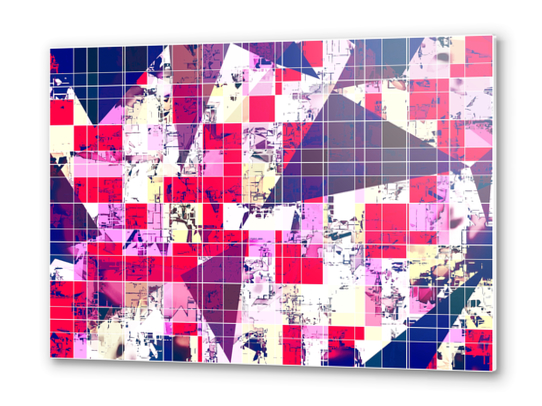 geometric square and triangle pattern abstract in red and blue Metal prints by Timmy333