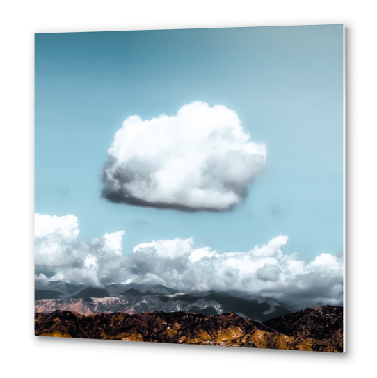 Hiking trail with mountain view and blue cloudy sky to Hollywood sign Los Angeles California USA Metal prints by Timmy333