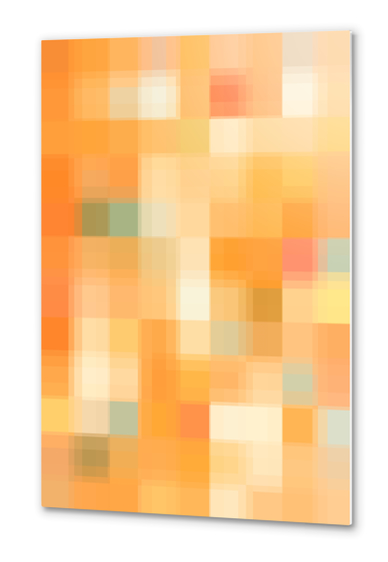 graphic design pixel geometric square pattern abstract background in orange blue Metal prints by Timmy333