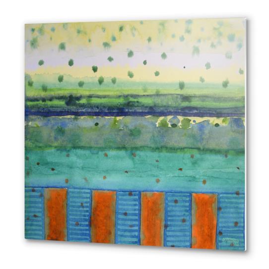 Orange Posts With Landscape Metal prints by Heidi Capitaine