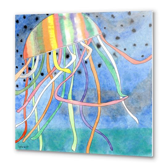 Rainbow Colored Jelly Fish  Metal prints by Heidi Capitaine