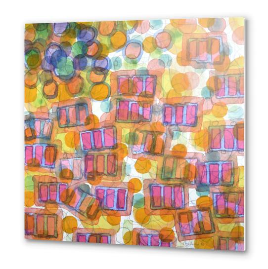 Happy Pattern with Pink Blocks Metal prints by Heidi Capitaine