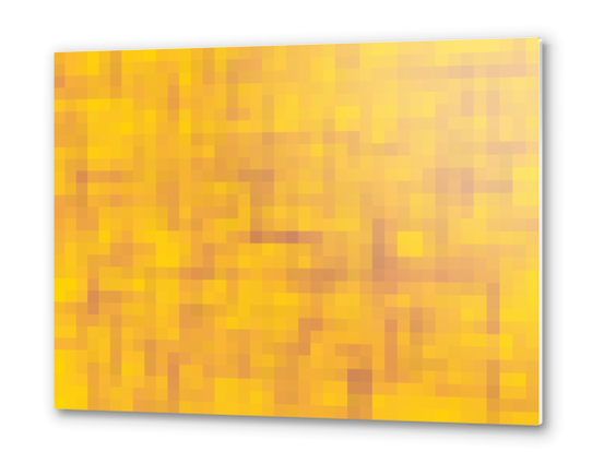 geometric square pixel pattern abstract background in yellow and brown Metal prints by Timmy333