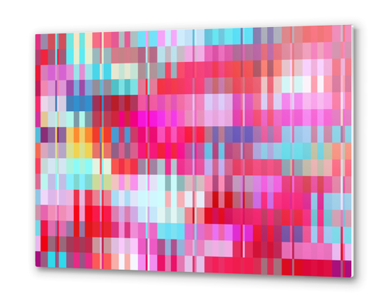 geometric square pixel pattern abstract background in pink and blue Metal prints by Timmy333