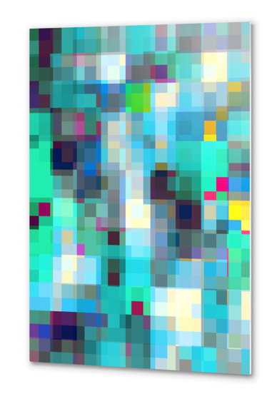 geometric pixel square pattern abstract background in blue green pink Metal prints by Timmy333