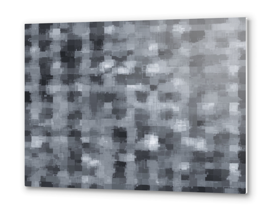 geometric square pixel pattern abstract in black and white Metal prints by Timmy333