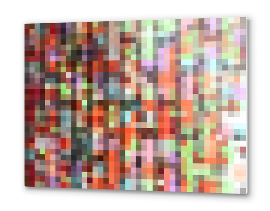 colorful geometric square pixel pattern abstract background in orange pink green Metal prints by Timmy333