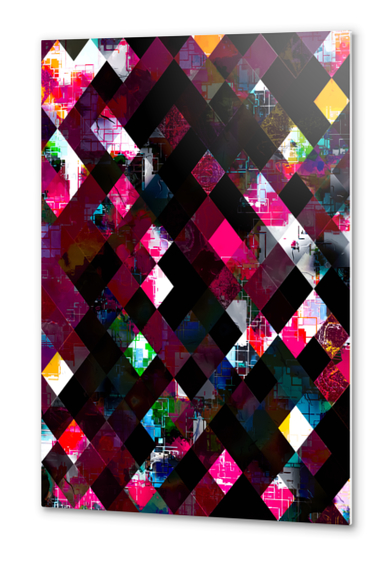 pink geometric pixel square pattern abstract art background Metal prints by Timmy333