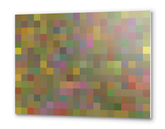 geometric square pixel pattern abstract in green pink yellow Metal prints by Timmy333