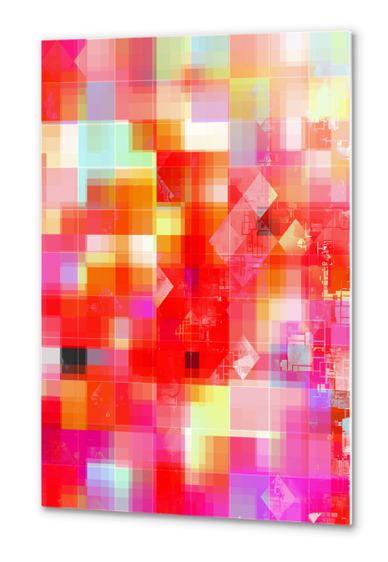 geometric pixel square pattern abstract background in red pink blue Metal prints by Timmy333