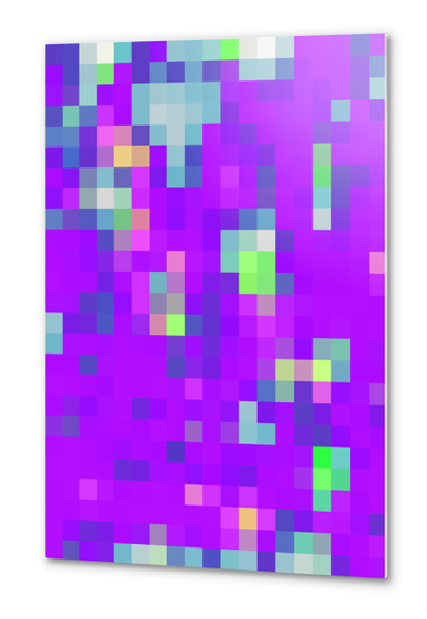 geometric pixel square pattern abstract background in purple green Metal prints by Timmy333