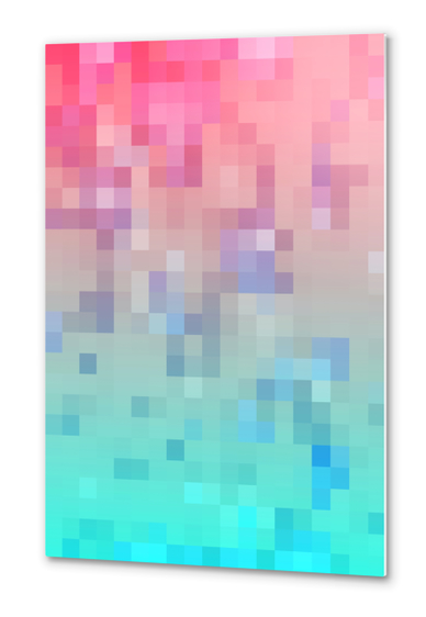 geometric pixel square pattern abstract background in pink blue Metal prints by Timmy333