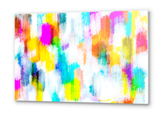 colorful splash painting texture abstract background in yellow blue pink orange Metal prints by Timmy333