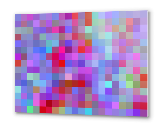 geometric square pixel pattern abstract background in blue purple pink red Metal prints by Timmy333