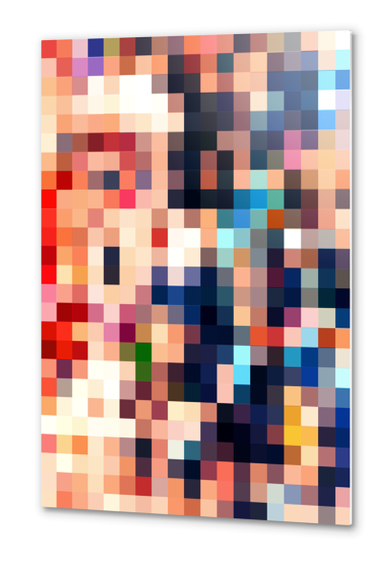 geometric pixel square pattern abstract background in brown blue red Metal prints by Timmy333