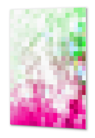 geometric pixel square pattern abstract background in pink green Metal prints by Timmy333