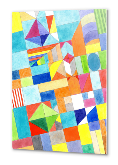 Playful Colorful Architectural Pattern  Metal prints by Heidi Capitaine