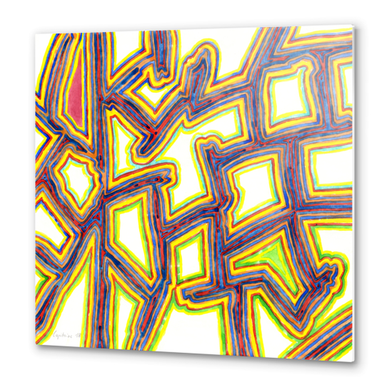 Outlined Fancy White Shapes Pattern  Metal prints by Heidi Capitaine